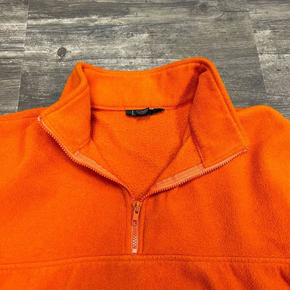 Vintage J Crew 1/4 Fleece Pullover Men Size Medium‎ Made In USA Orange Polyester